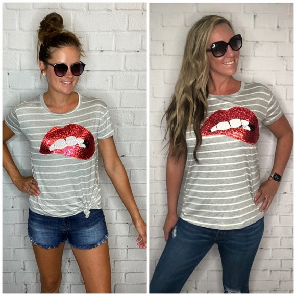 Vanilla Bay Tops - Glittery Lips NWT